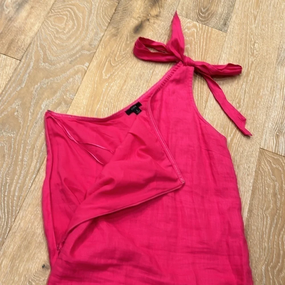 J.Crew Linen One Shoulder Hot Pink Dress